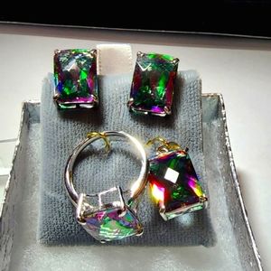 Mystic Topaz Pendant Ring & Earrings set